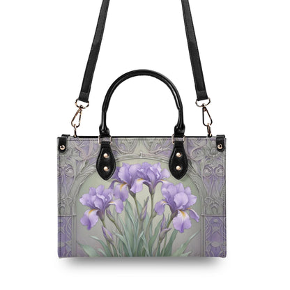 Ethereal Irises Crossbody Bag in Lavender Mist - Vegan Leather Floral Purse, Unique Gift for Women