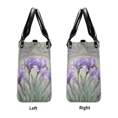 Ethereal Irises Crossbody Bag in Lavender Mist - Vegan Leather Floral Purse, Unique Gift for Women