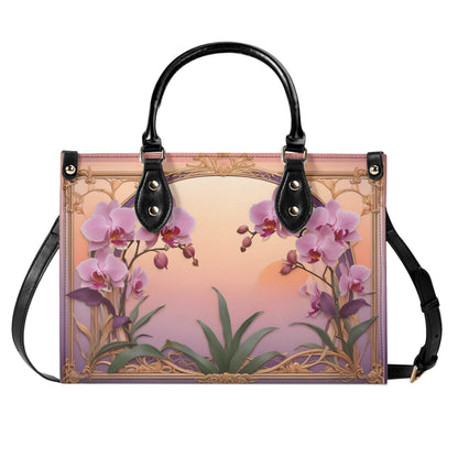 Orchids in Sunset Hues Crossbody Bag - Nature-Inspired Vegan Leather Purse, Unique Gift for Women