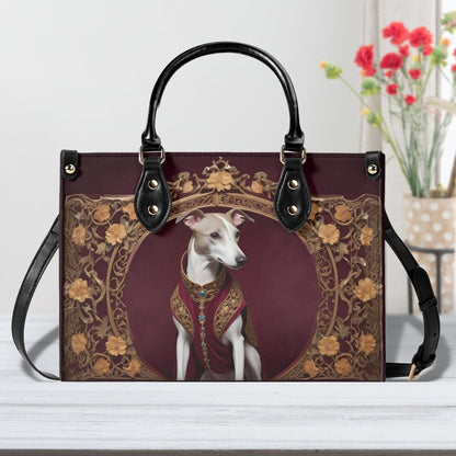 Whippet Art Nouveau Crossbody Bag - Unique Vegan Leather Purse, Luxury Dog Lover Gift