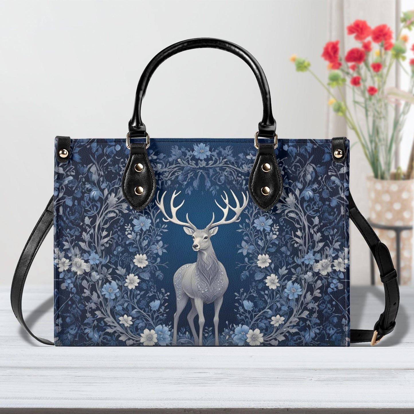 Majestic Deer Crossbody Bag - Nature-Inspired Vegan Leather Designer Purse, Unique Gift for Women