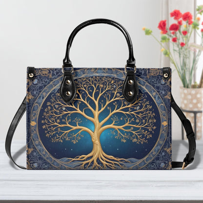 Cosmic Tree of Life Crossbody Bag - Mystical Art Nouveau Vegan Leather Purse, Unique Gift for Women
