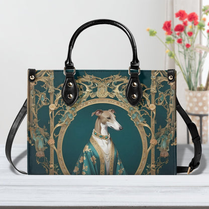 Greyhound Crossbody Bag in Silk Robe - Art Nouveau Vegan Leather Designer Purse, Unique Gift for Women