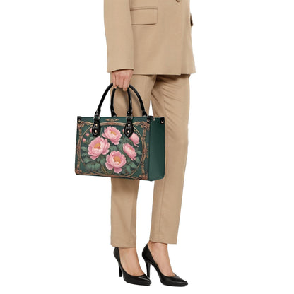 Peonies Crossbody Bag - Floral Vegan Leather Designer Purse, Unique Gift for Women