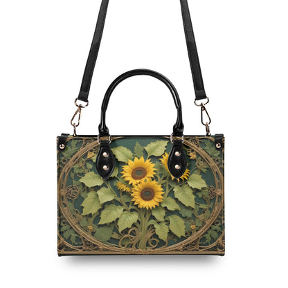 Golden Sunflowers and Ivy Bag Cute Crossbody Bag Unique Purse Cute Purse, Luxury Bag Vegan Leather Bags Printed Designer Bag