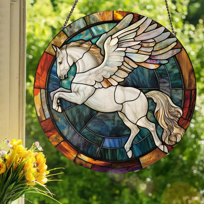 Pegasus: Stained Glass Style Window Hanging Made With Real Glass
