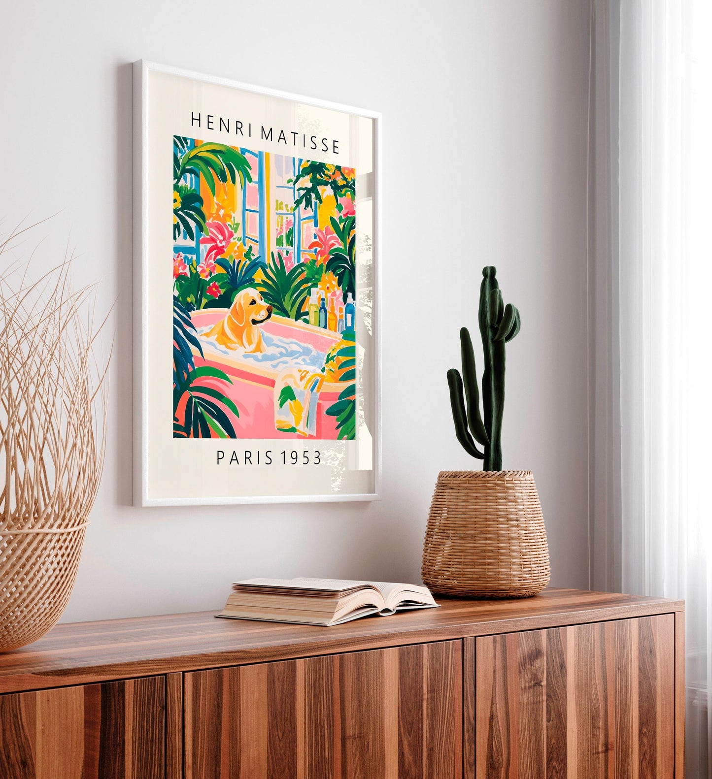 Labrador Bathroom Art Print: Matisse Style Tropical Decor
