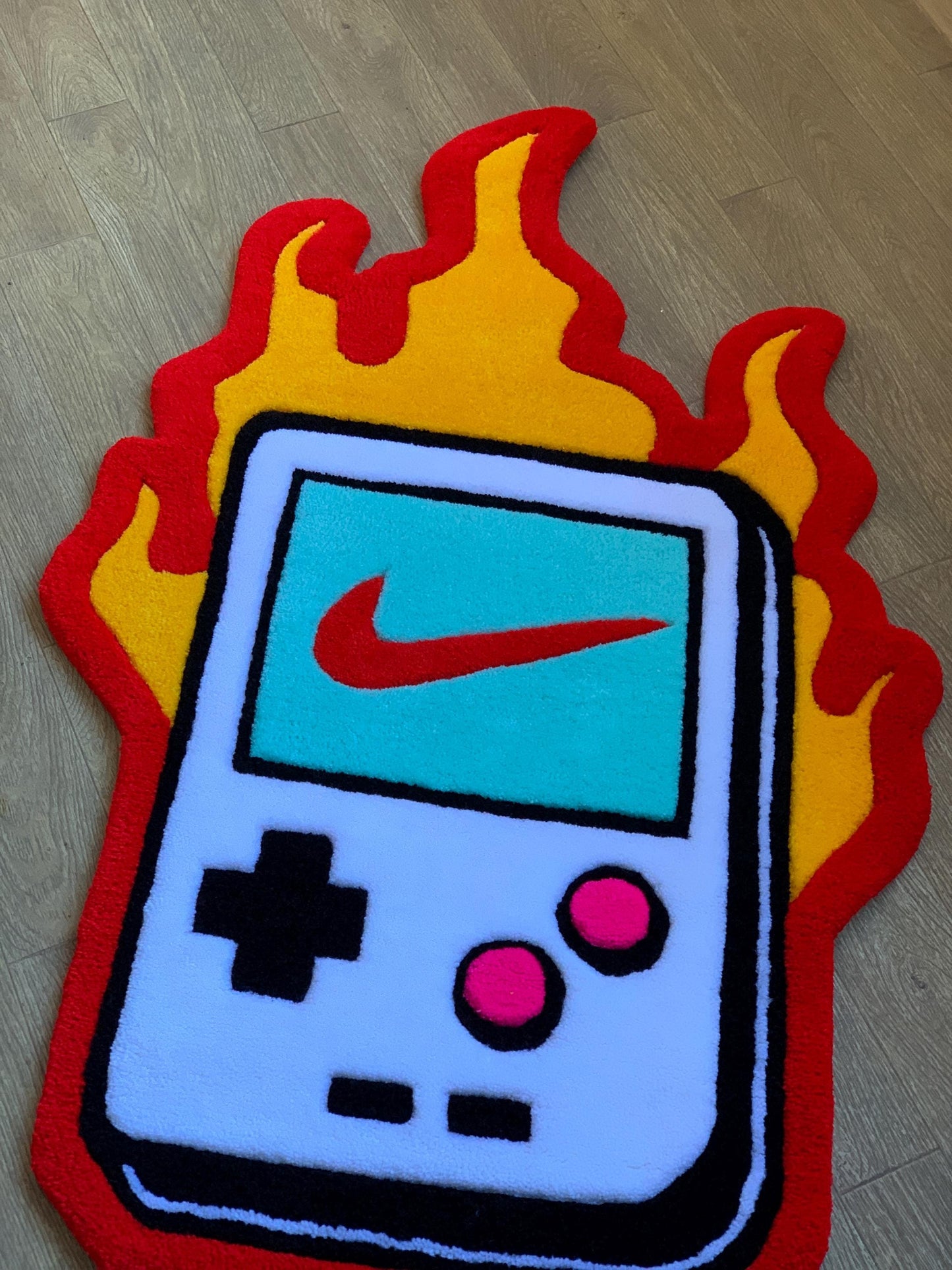 Custom Tufted Rugs.Game Boy Rug.Rugs for bedroom aesthetic.Fire rug.Logo rugs.Cute rugs.Funny rugs.Gifts for them.Customized.hypebeast rugs.