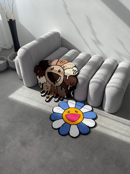 Tufted Flower Rug: Handmade Abstract Art, Home Decor