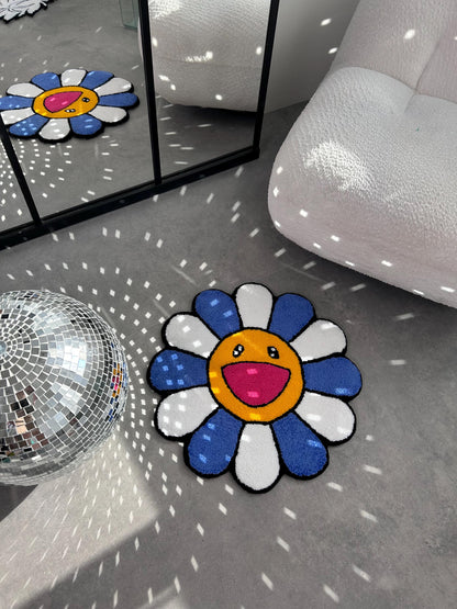 Tufted Flower Rug: Handmade Abstract Art, Home Decor