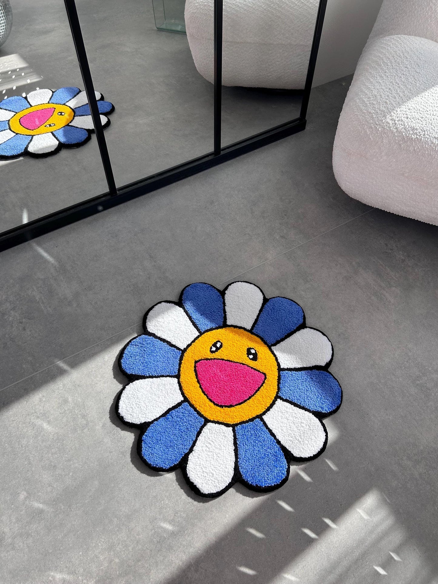 Tufted Flower Rug: Handmade Abstract Art, Home Decor