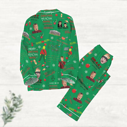 Christmas Home Alone Pajamas Set, Kevin Meme Holiday Pajamas, Pajamas For Party, Retro Christmas Movie Midnight Shirt, Gift For Fan