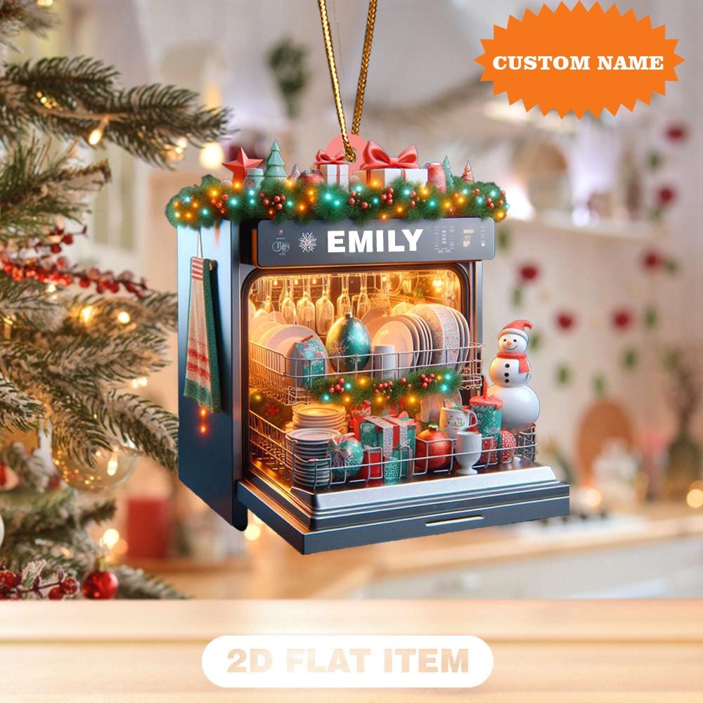 Personalized Dishwasher Christmas Ornament, 2D Flat Ornament,  Dishwasher Lover Gift, Homemaker Gift, Gift For Her