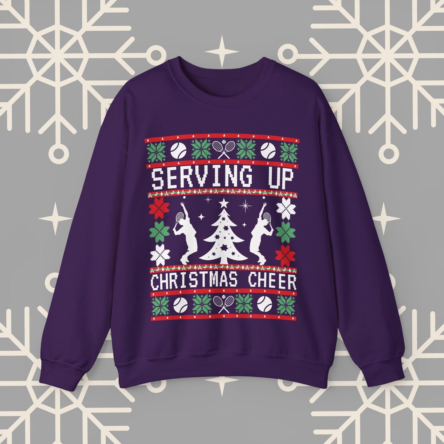 Tennis Ugly Christmas , Serving Up Christmas Cheer Sweatshirt, Funny Holiday Jumper, Tennis Gifts