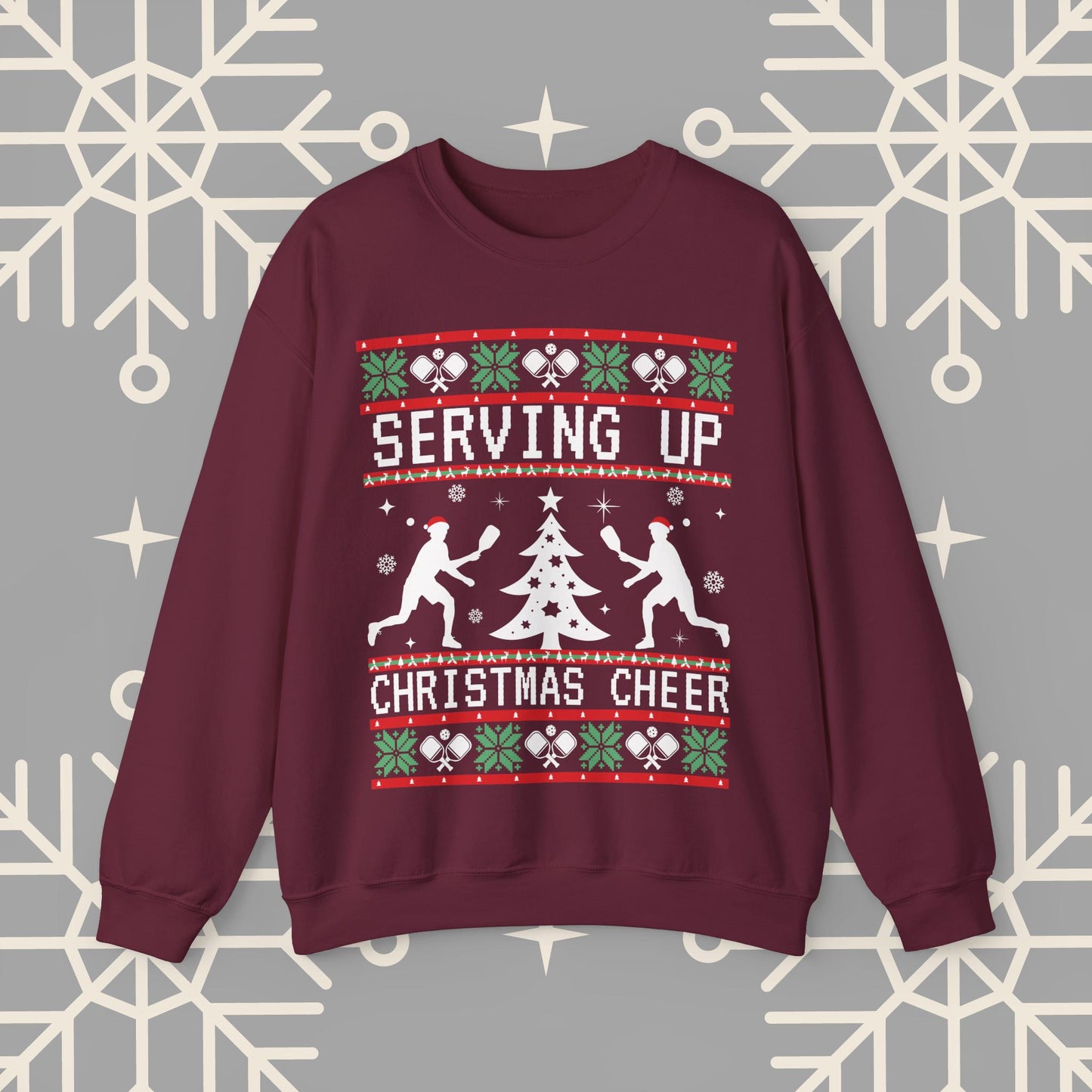Pickleball Ugly Christmas , Serving Up Christmas Cheer Sweatshirt, Pickleball Holiday Party Crewneck, Pickleballer Gifts