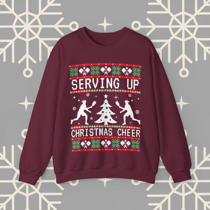 Pickleball Ugly Christmas , Serving Up Christmas Cheer Sweatshirt, Pickleball Holiday Party Crewneck, Pickleballer Gifts