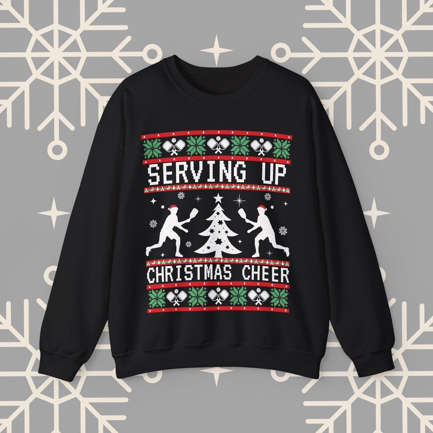 Pickleball Ugly Christmas , Serving Up Christmas Cheer Sweatshirt, Pickleball Holiday Party Crewneck, Pickleballer Gifts