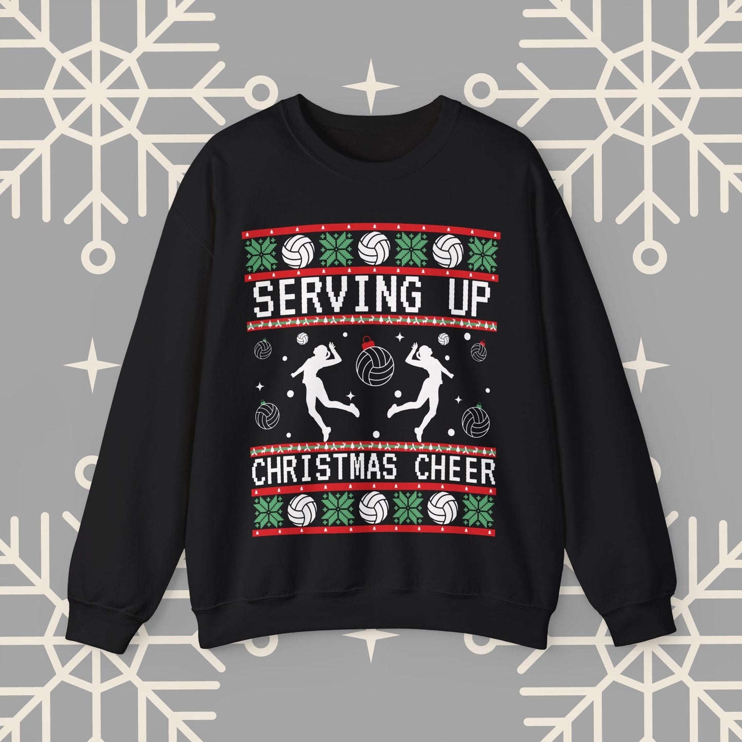 Women's Volleyball Ugly Christmas , Serving Up Christmas Cheer Sweatshirt, Volleyball Holiday Crewneck Jumper, Volleyball Gifts
