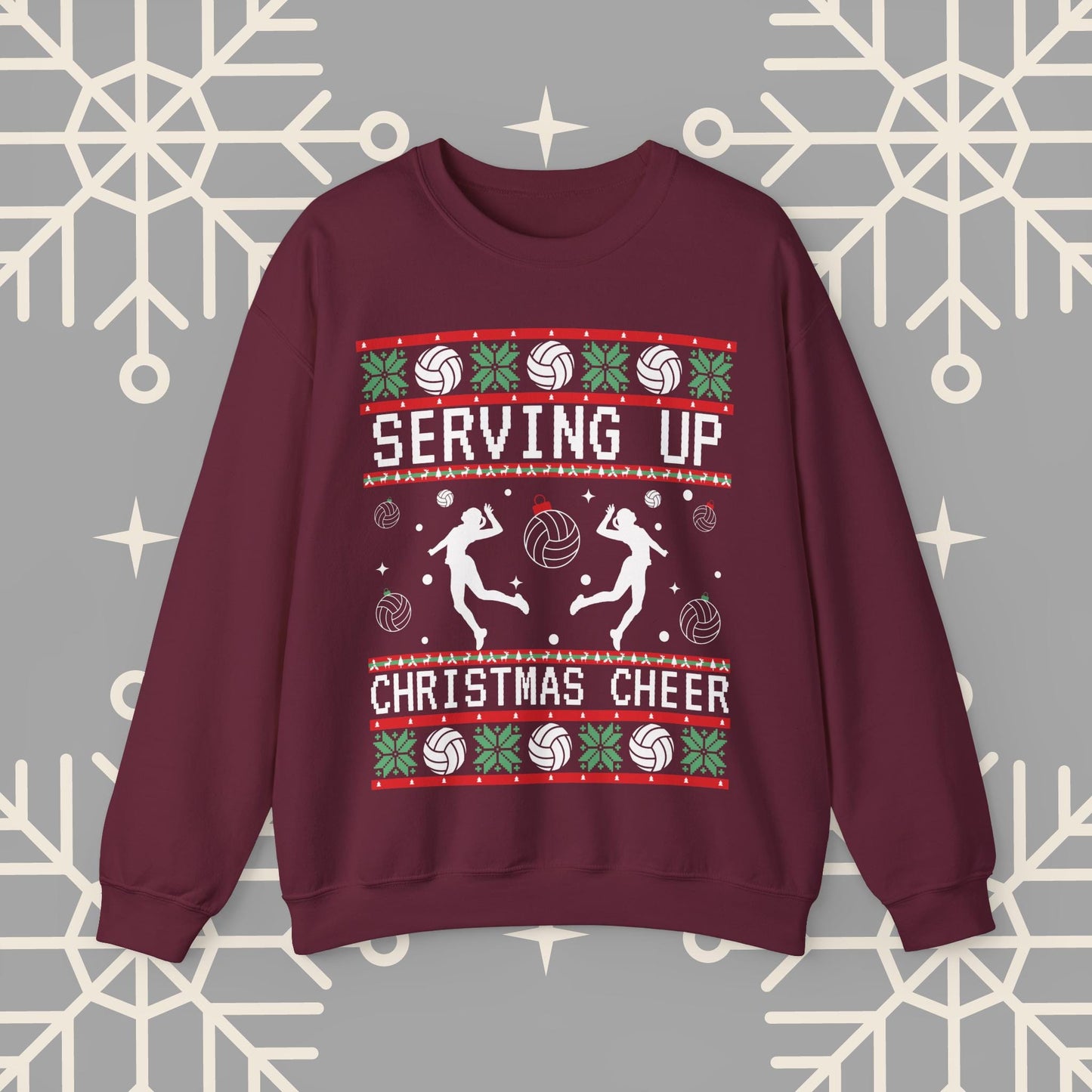 Women's Volleyball Ugly Christmas , Serving Up Christmas Cheer Sweatshirt, Volleyball Holiday Crewneck Jumper, Volleyball Gifts