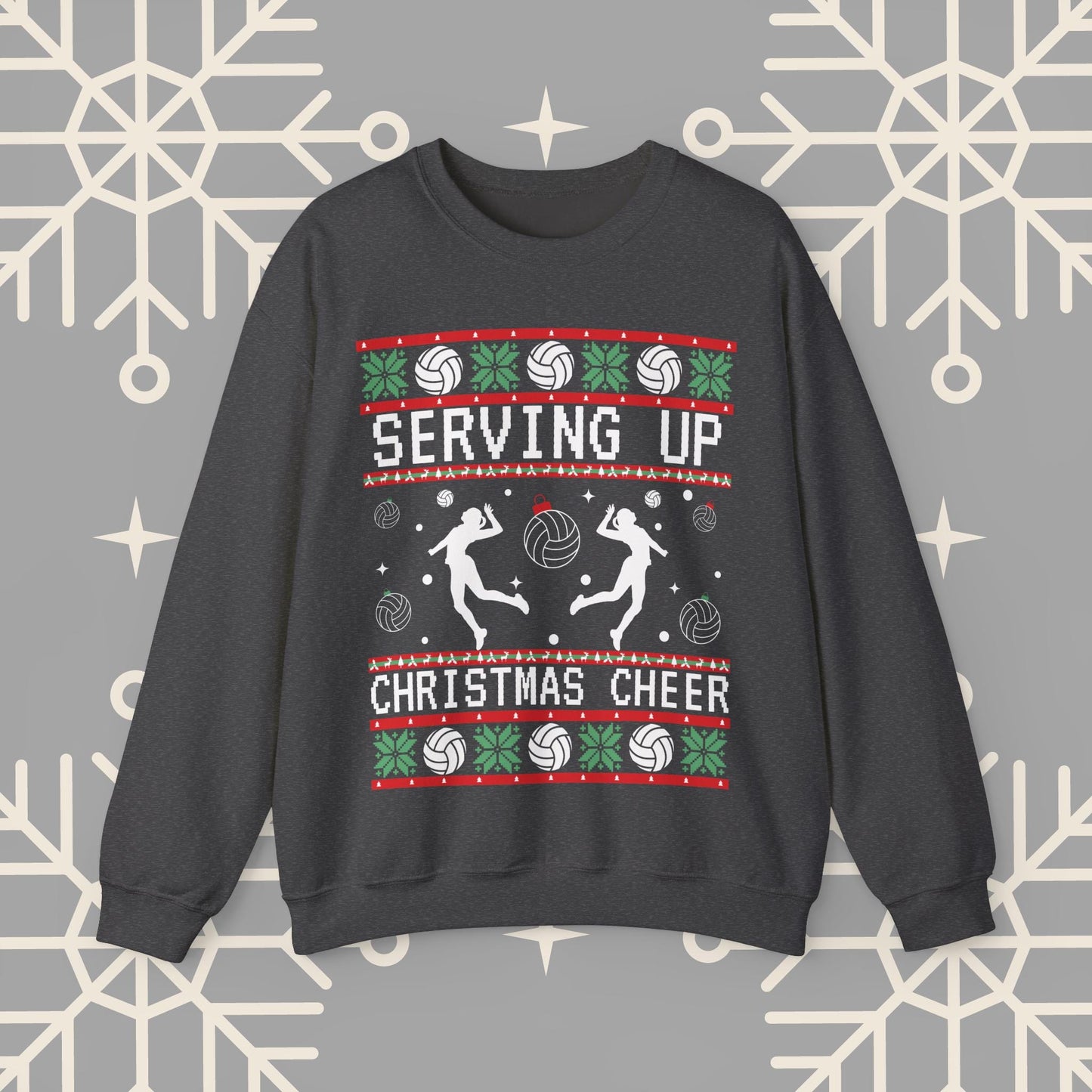 Women's Volleyball Ugly Christmas , Serving Up Christmas Cheer Sweatshirt, Volleyball Holiday Crewneck Jumper, Volleyball Gifts