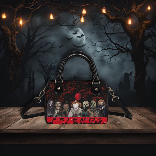 Psycho Friends Mini Handbag. Leather Mini Small Boston Bag Satchel. Horror Handbag. Top Handle. Shoulder Bag. Unique Gift.