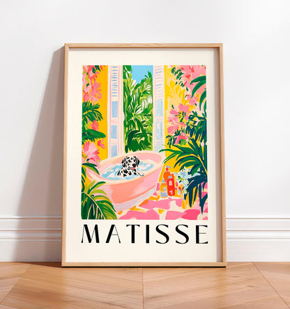 Dalmatian in Bathtub Art Print: Matisse Inspired Bathroom Decor
