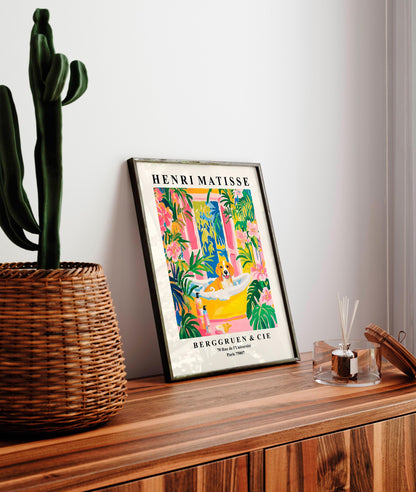 Beagle in Bathtub Art Print: Funny Dog Bathroom Wall Decor