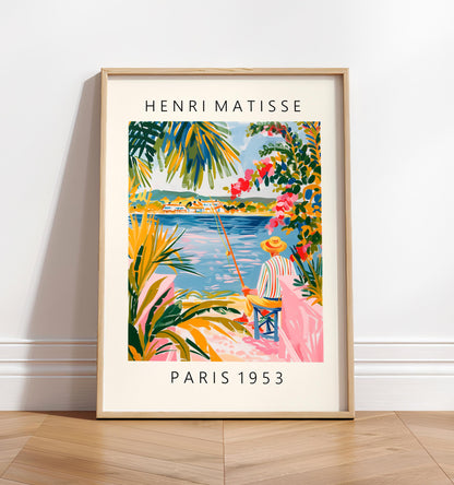 Fisherman painting inspired by Henri Matisse, Aesthetic poster, Beachy decor, Matisse cut outs, Maximalist wall art