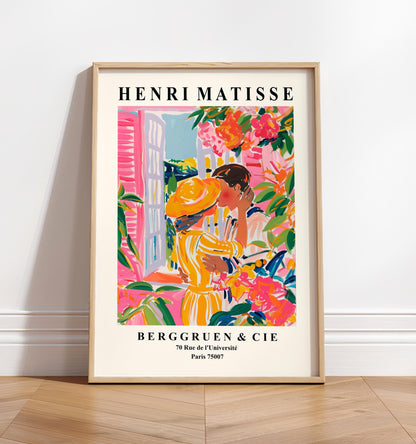 Henri Matisse Inspired Couple Kissing Art Print: Romantic Summer Decor