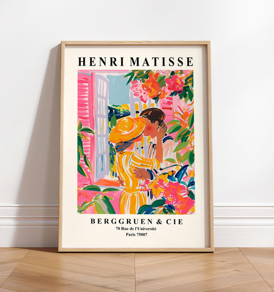 Henri Matisse Inspired Couple Kissing Art Print: Romantic Summer Decor