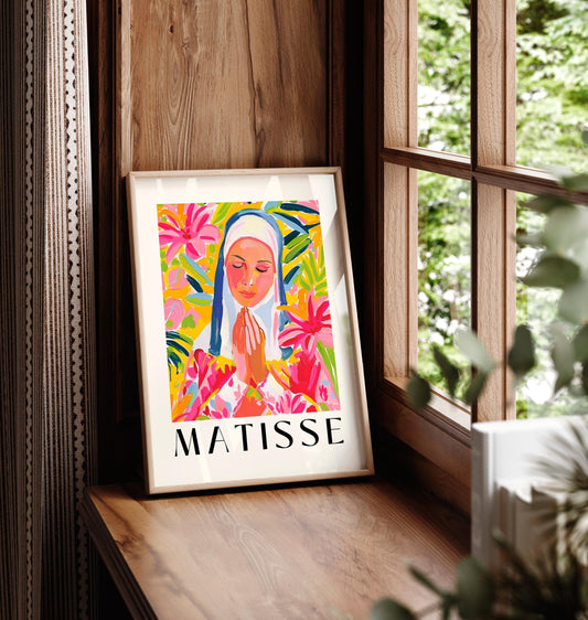 Matisse Inspired Nun Print: Mid-Century Modern Christian Art