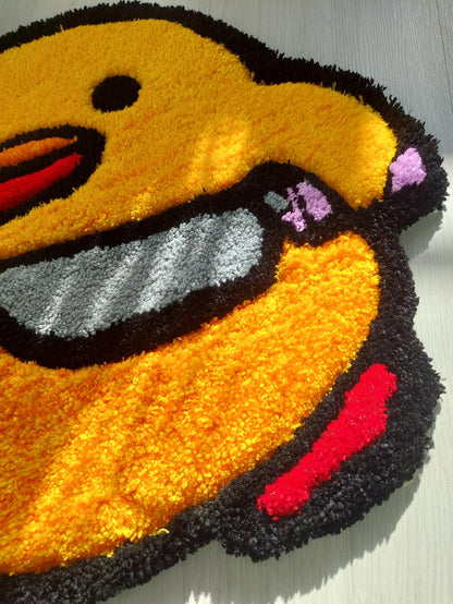 Cute Tufted Chick Rug with Knife Design – Fun and Unique Handmade Floor Mat, Cartoon chick Bath Mat, Funny Kawaii Decor, Gift for chick Love