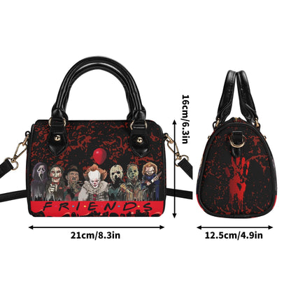Psycho Friends Mini Handbag. Leather Mini Small Boston Bag Satchel. Horror Handbag. Top Handle. Shoulder Bag. Unique Gift.