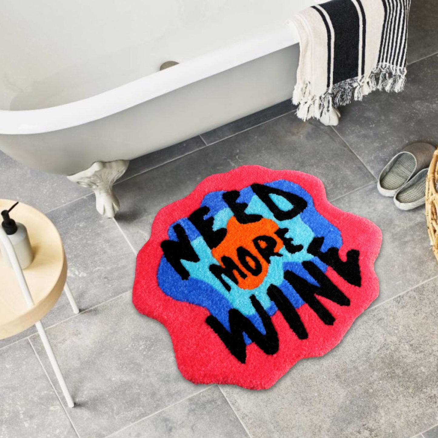 Need More Wine Nordic Letters Hallway Mat Tufted Rug Living Room Carpet Bathroom Mat Soft Bedroom Floor Pad Doormat Cartoon Anime