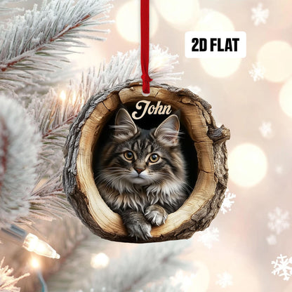 Personalized Cat 2D Flat Ornament, Cat Rearview Mirror Car Accessories, Cat Christmas Ornament, Kitten Ornament, Holiday Gift for Cat Lover