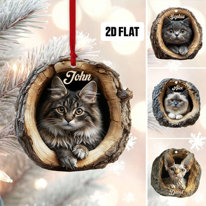 Personalized Cat 2D Flat Ornament, Cat Rearview Mirror Car Accessories, Cat Christmas Ornament, Kitten Ornament, Holiday Gift for Cat Lover