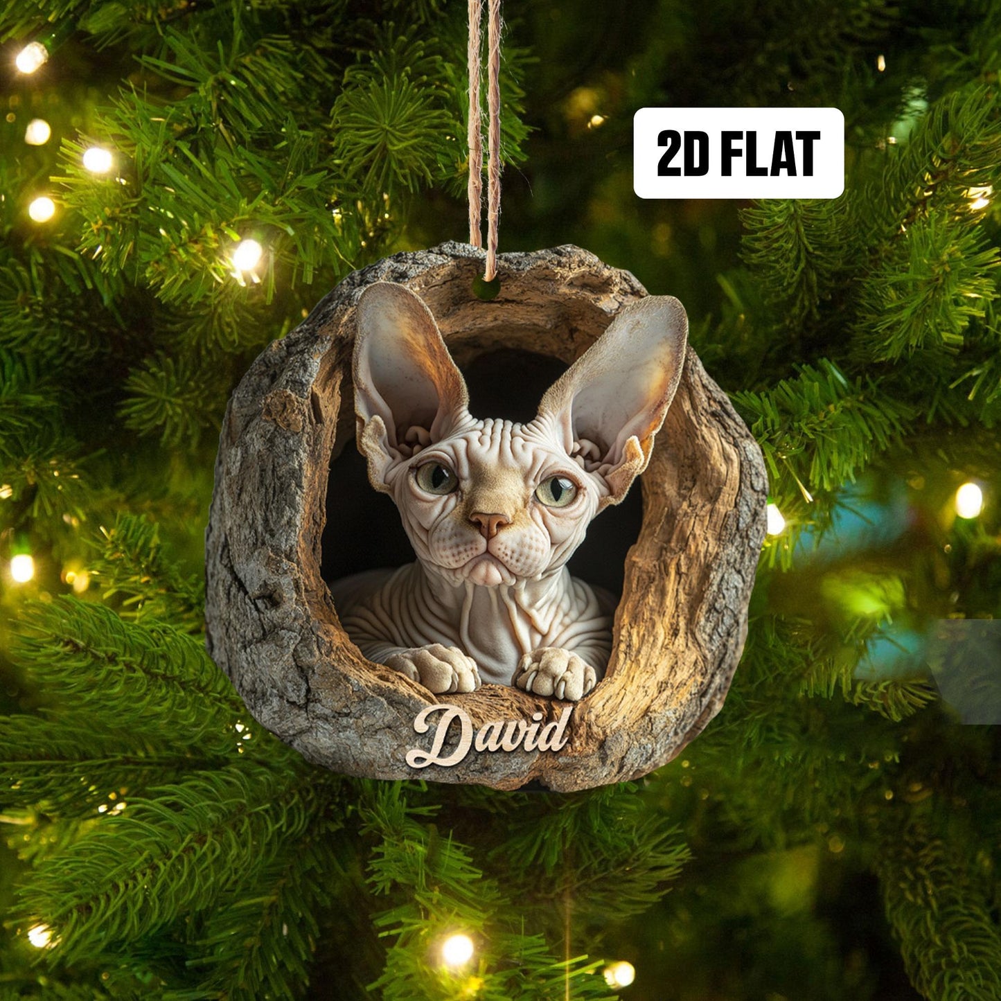 Personalized Cat 2D Flat Ornament, Cat Rearview Mirror Car Accessories, Cat Christmas Ornament, Kitten Ornament, Holiday Gift for Cat Lover