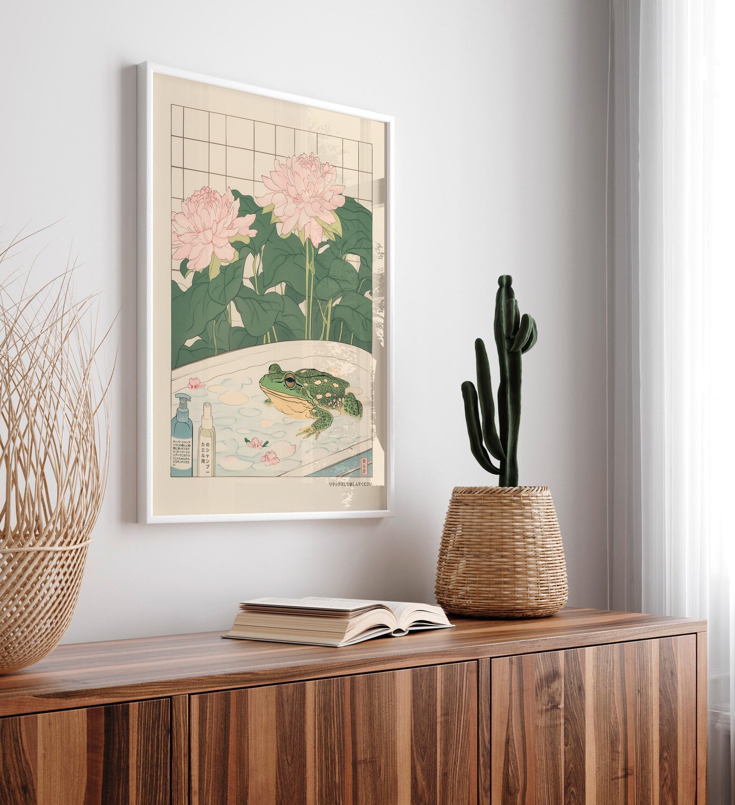 Japanese Frog Print: Ukiyo-e Style Bathroom Wall Art