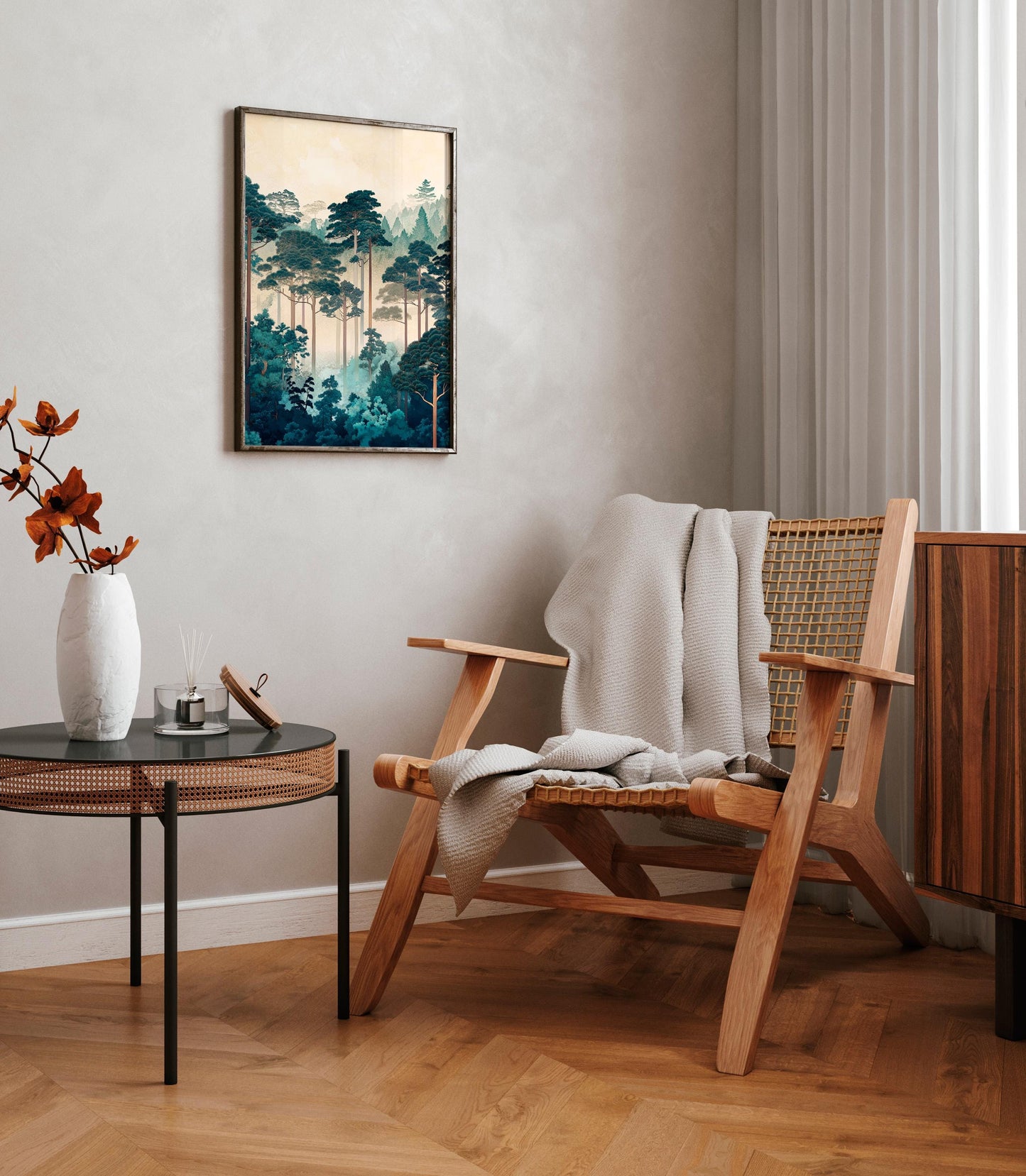 Japanese Forest Print: Ukiyo-e Style Landscape Art