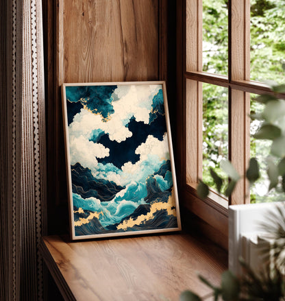 Japanese Waves Art Print: Ukiyo-e Style Ocean Landscape