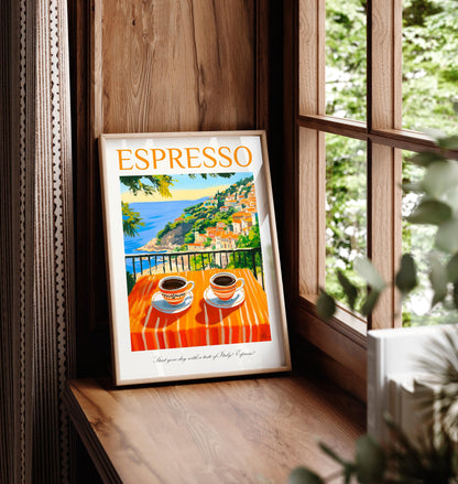 Espresso Cup Art Print: Mediterranean Beachy Decor