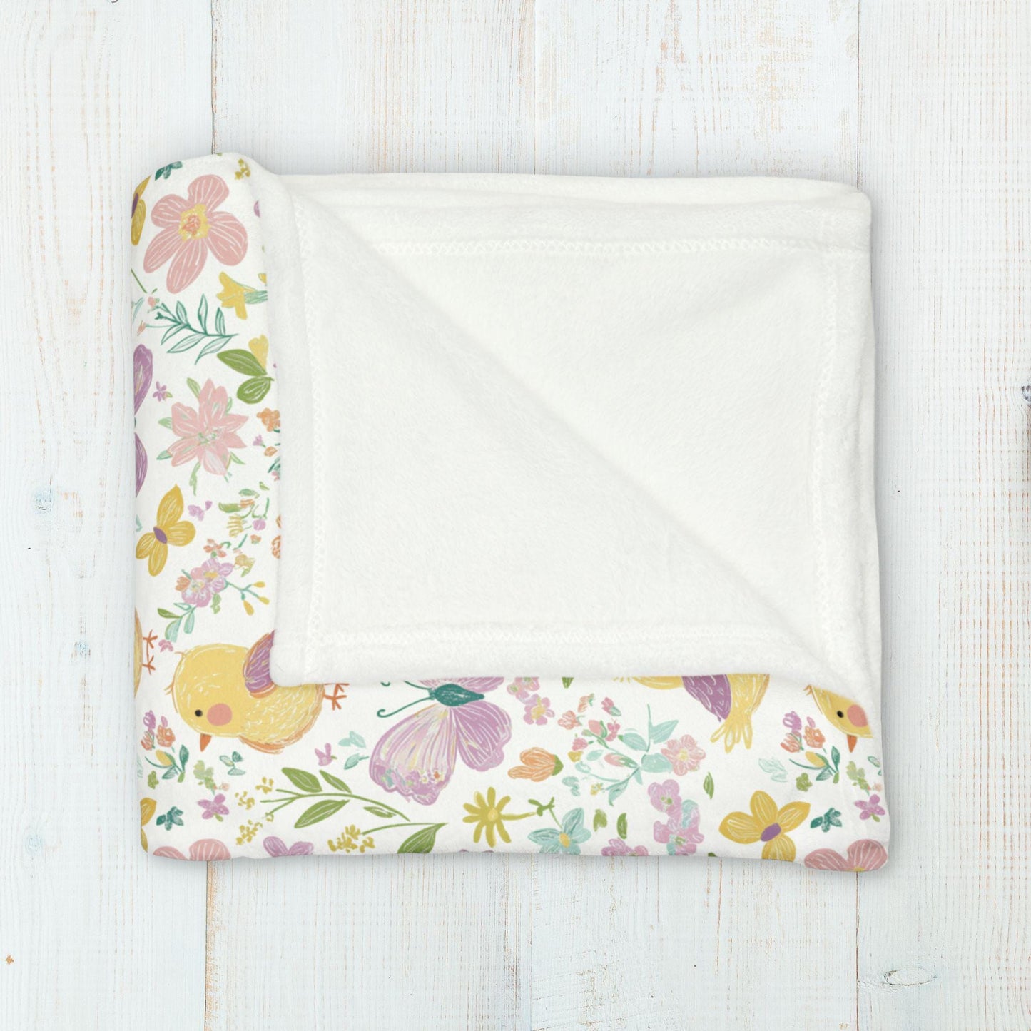 Spring Chicks Fleece Blanket Easter Floral Throw Blanket Whimsical Butterfly Home Decor Spring Floral Baby Blanket Baby Shower Gifts Ideas