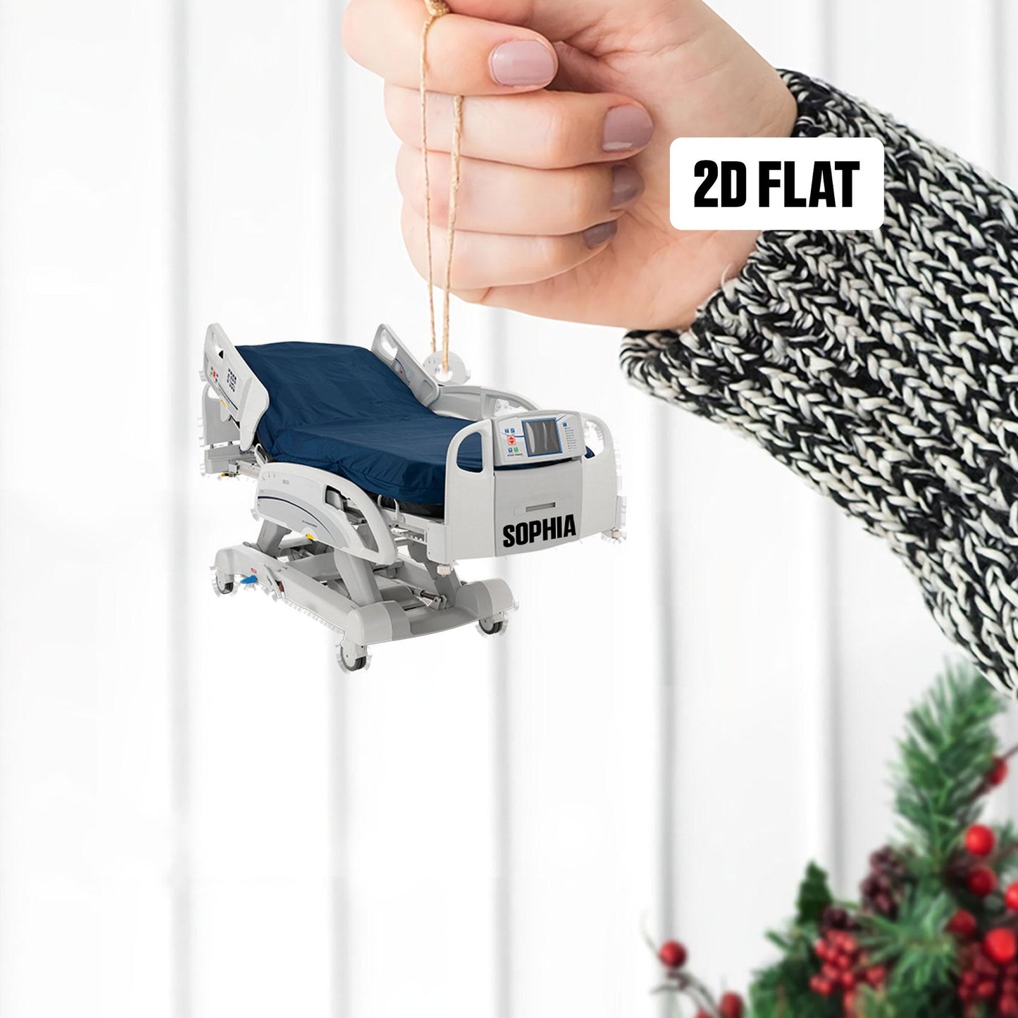 Personalized Corporation Stretcher Patient Ornament, Surgery Medicine Hospital Bed Intensive Care Unit Xmas Ornament, Hospital Bed Ornament