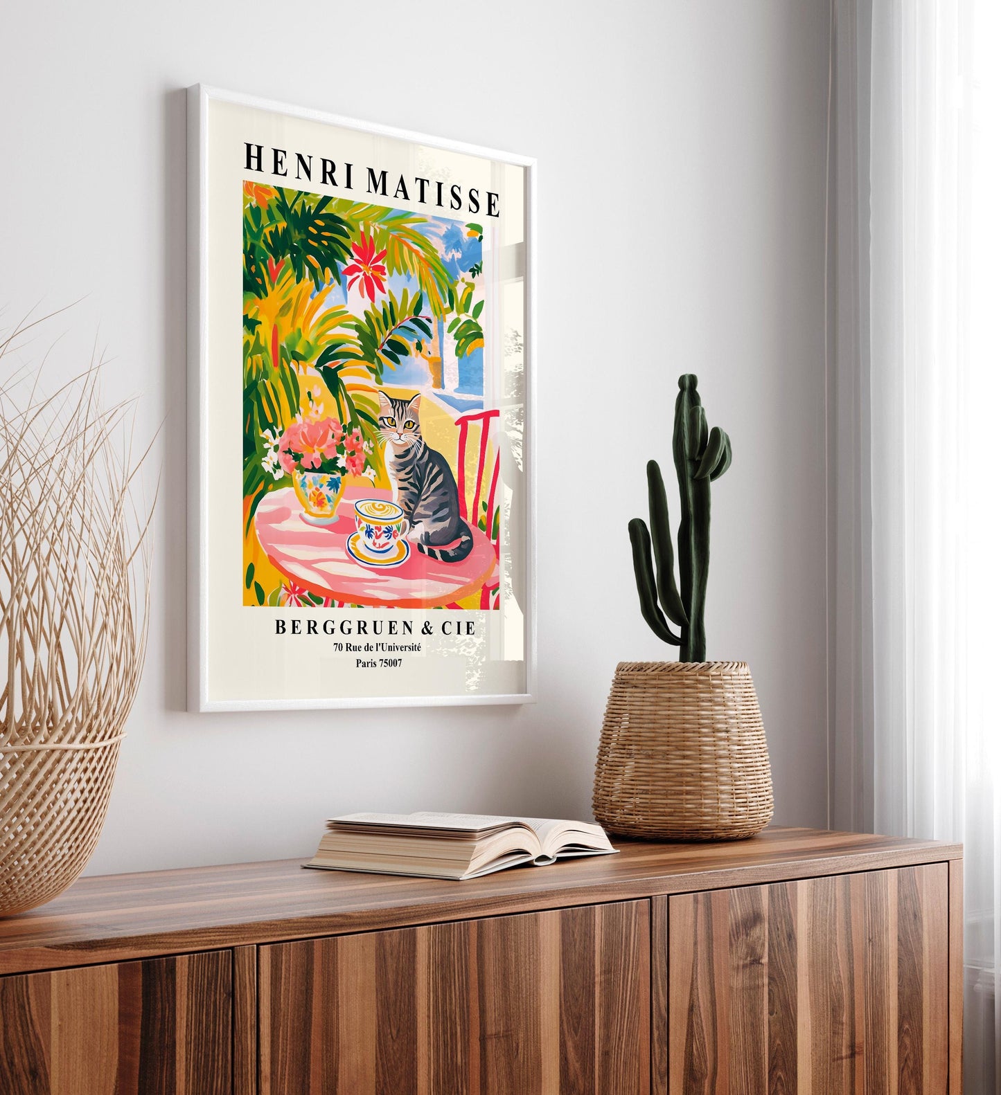 Tabby Cat Matisse Print: Funny Espresso Art, Kitchen Decor