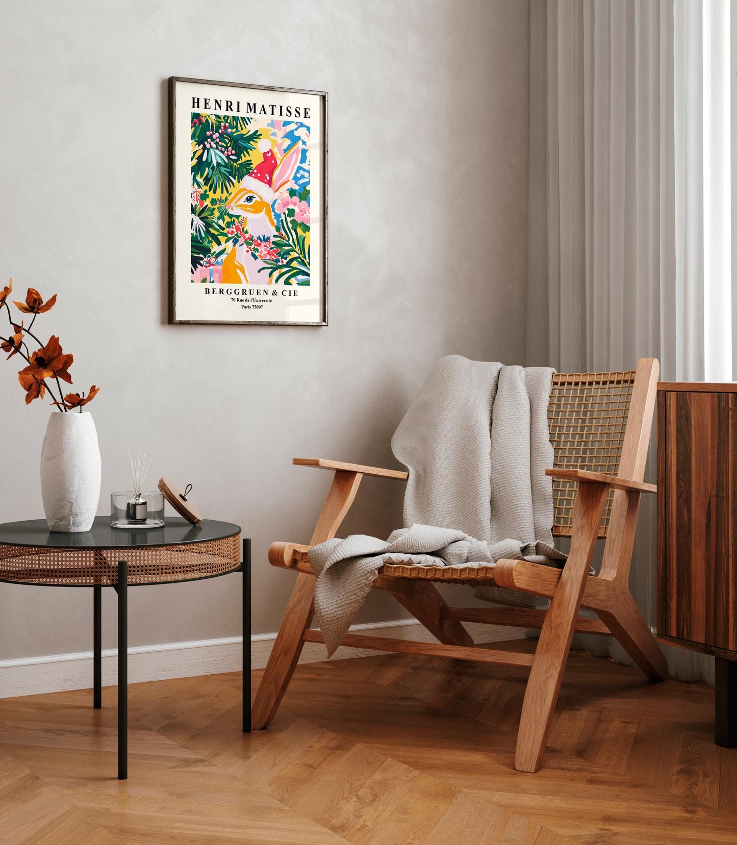 Matisse Rabbit Christmas Print: Funny Festive Wall Art