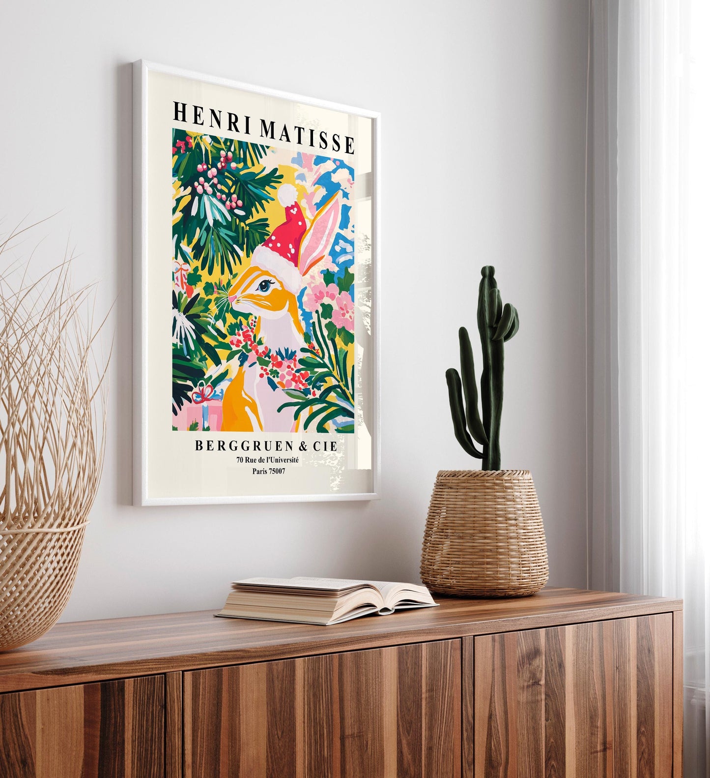 Matisse Rabbit Christmas Print: Funny Festive Wall Art