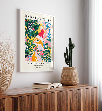 Matisse Rabbit Christmas Print: Funny Festive Wall Art