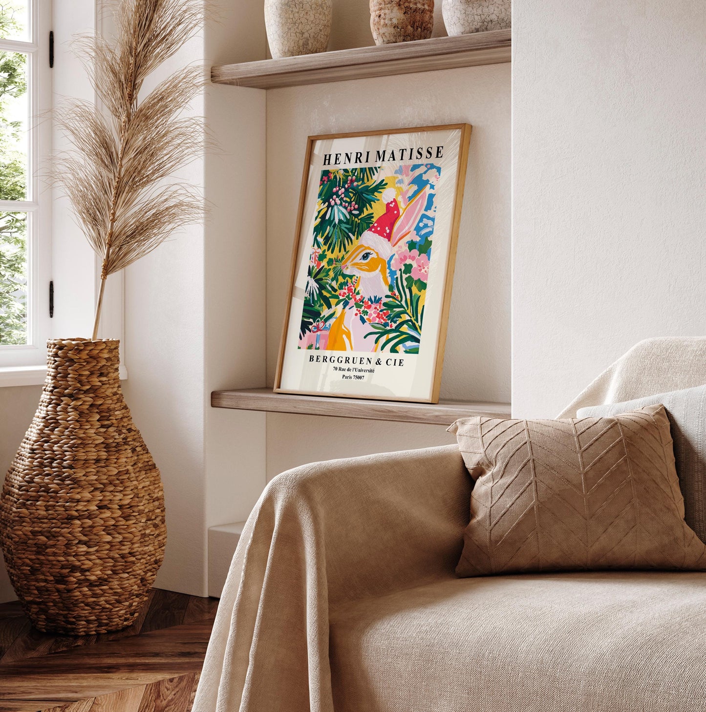 Matisse Rabbit Christmas Print: Funny Festive Wall Art