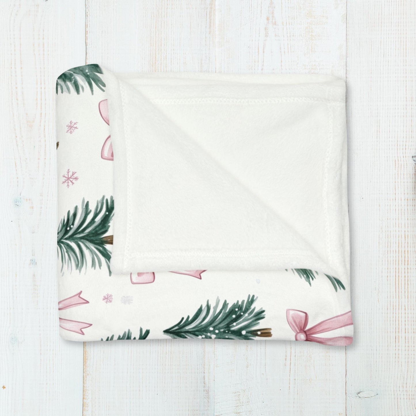 Coquette Pink Bow Christmas Blanket Christmas Tree Fleece Throw Pink Bows Holiday Bedding Christmas Gift for Family Friends Host Coworker