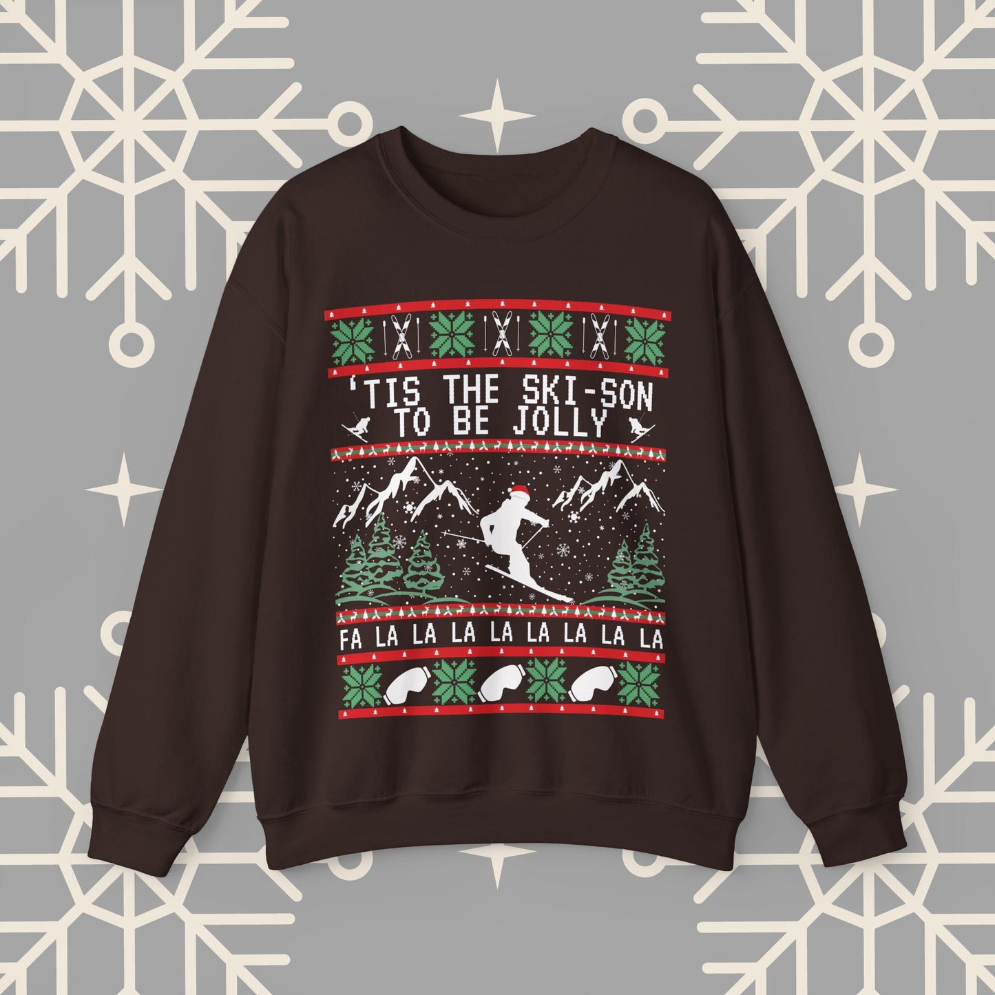 Skiing Ugly Christmas , 'Tis the Ski-son to be Jolly Sweatshirt, Ski Christmas Crewneck, Holiday Skier Outfit, Ski Gifts